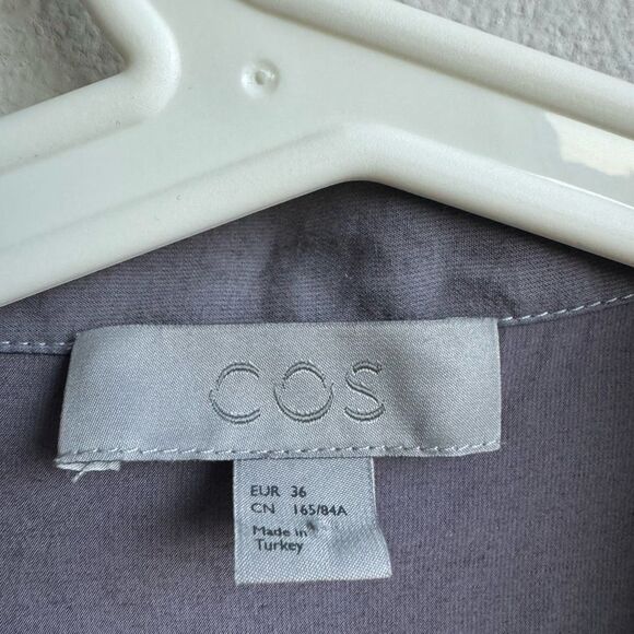 COS Button Front Gray Short Sleeve Lagenlook Minimalist Feminine Dress Small 36 - Picture 5 of 9